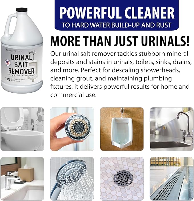 Urinal Salt Remover - Uric Acid Salts Scale Remover Unclogs Urinals and Removes Uric Acid Odors - 8 Gallons