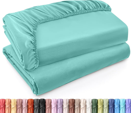 Utopia Bedding Twin XL Fitted Sheets - Soft Brushed Microfiber - Deep Pockets - Spa Blue (Pack of 2)