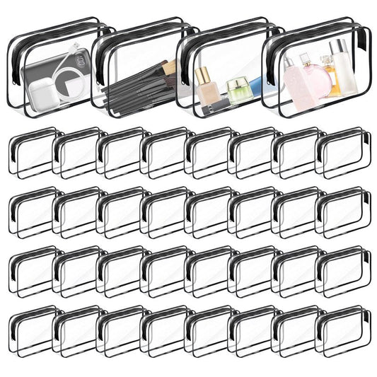 Merkaunis 36PCS Clear Makeup Bags, Zippered Travel Toiletry Bag, PVC Plastic Travel Bags for Women Men, Travel Waterproof Portable Bag for Bathroom, TSA Approved