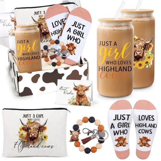 UAREHIBY Mothers Day Highland Cow Gifts for Women Mom,Cow Themed Gifts for Cow's Lovers,Cows Stuff with 18 oz Cup,Cute Birthday Christmas Gift for Women,Cow's Lover Gift,Highland Cows Stuff