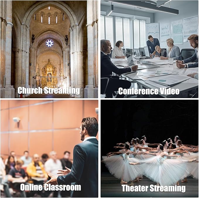 Vunvooker 4K Conference Room Camera,PTZ Camera 20X Optical Zoom with IP/USB3.0/HDMI/RS232/RS485 for IP Live Streaming Video Conference and Church Education