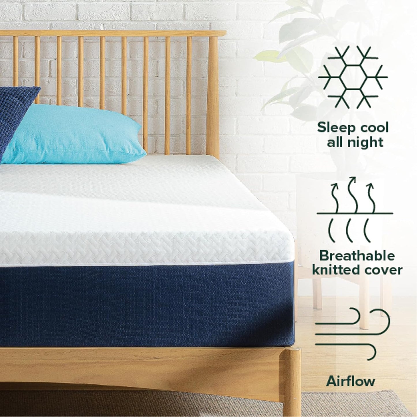 ZINUS 10 Inch Queen Hybrid Mattress - Cooling Comfort, Medium Firm, Fiberglass Free, Motion Isolation