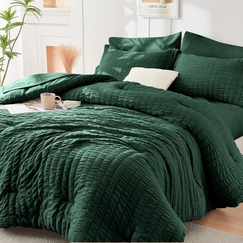 HYMOKEGE Emerald Green California King Comforter Set - 7-Piece All-Season Luxury Bedding Ensemble