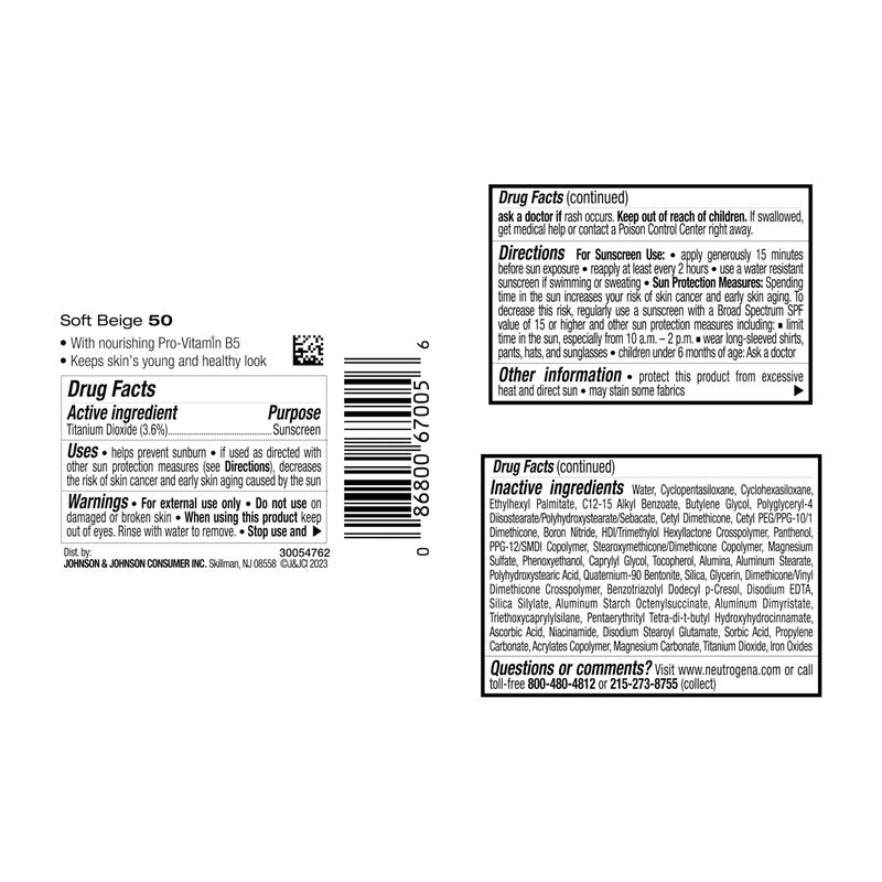 Neutrogena Healthy Skin Liquid Foundation Makeup with Broad Spectrum SPF 20 Sunscreen, Lightweight, Medium Coverage Makeup with Sunscreen and Pro-Vitamin B5, Soft Beige 350C, 1 fl. oz