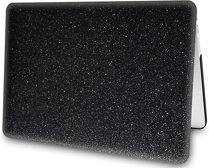 AMCJJ Compatible with MacBook Air 13 Inch Case 2017 2016 2015 2014 2013 2012 2011 2010 Release A1466/A1369, Shiny Plastic Hard Shell Case & Keyboard Cover,Glitter Black