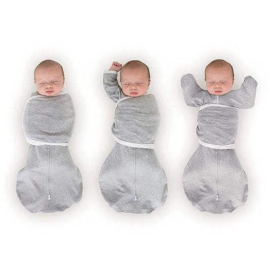 SwaddleDesigns 6-Way Omni Swaddle Sack - Arms Up Design for Newborns | Enhances Sleep, Small, 0-3 Months, Heathered Gray