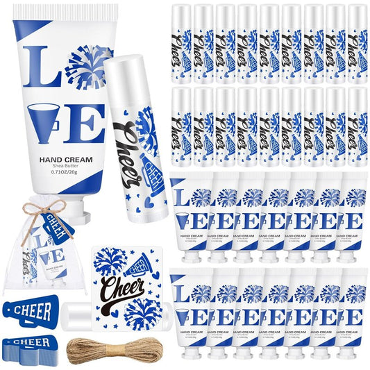 Cheer Lip Balm & Hand Cream Set - 144 Pcs Party Favors | Includes 36 Lip Balms, 36 Hand Creams, Bags & Cards