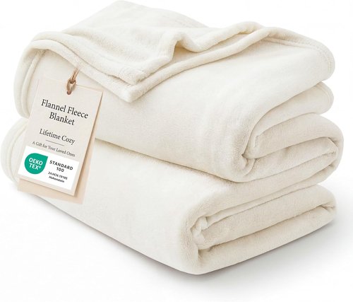 Bedsure Fleece Throw Blanket - Cozy Cream Plush Blanket for Couch | Lightweight 50x60 Inches