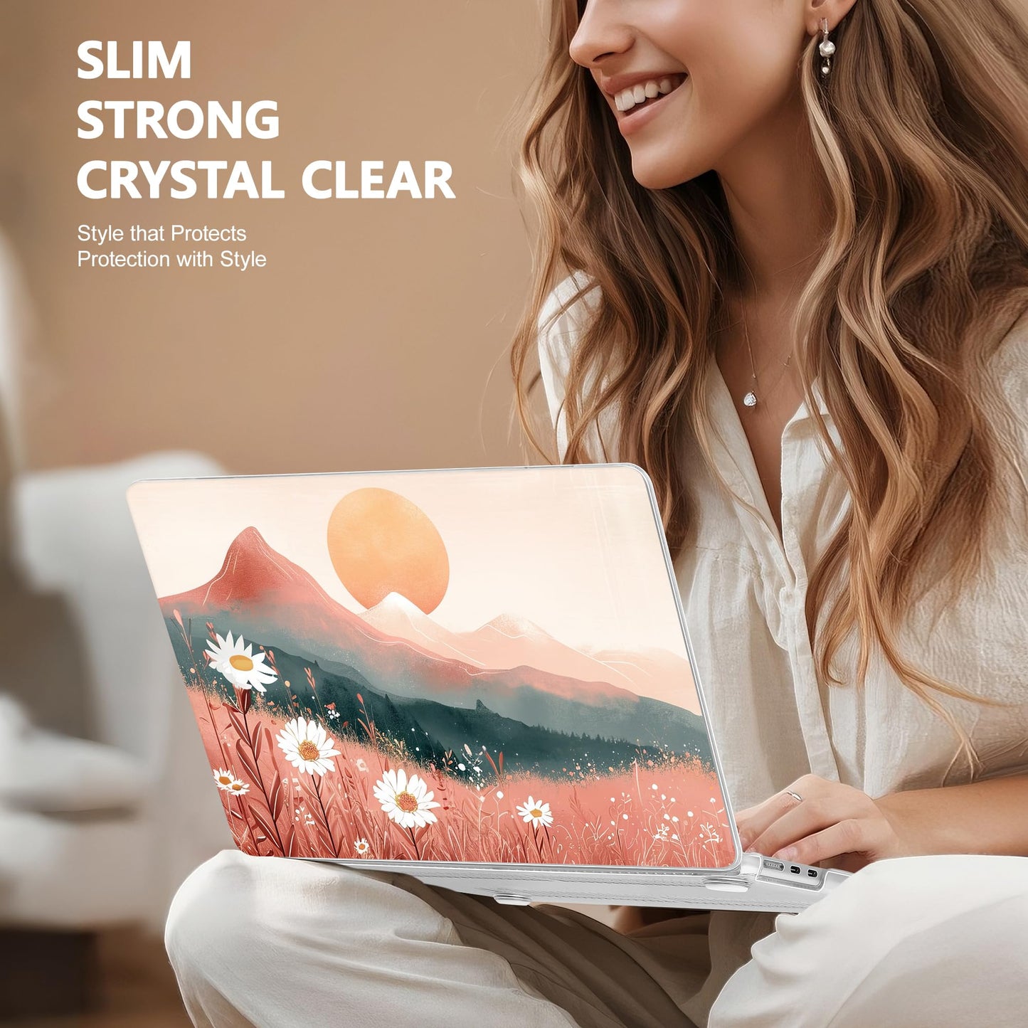 Lepeoac Case for 2026/2025/2024/2023 MacBook Air 15-inch Laptop Release M5 A3448 /M4 A3241 /M3 A3114 /M2 A2941, Stylish Protective Hard Shell Cover for MacBook Air 15.3 inch, Mountains