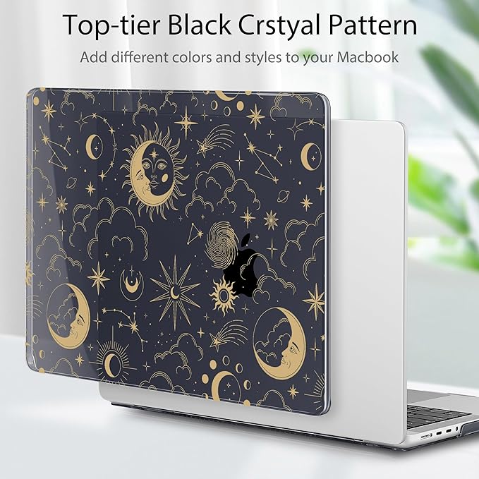 Tuiklol for MacBook Pro 14 Inch Case 2026 2025 2024 2023 2022 2021 Release M5/M4/M3/M2/M1 A2442 Pro/Max,Hard Shell Case with Screen Protector for Touch ID, Moons and Stars