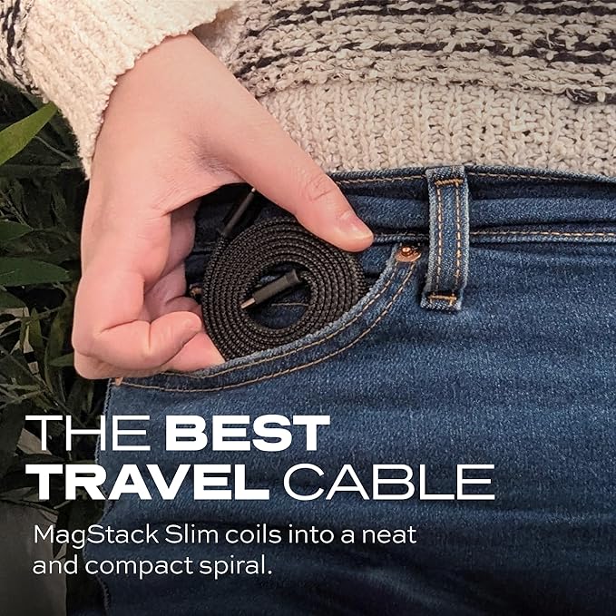Statik MagStack Slim - USB to USB C Cable, Magnetic Anti Tangle Flat A to Type C Charger Fast Charging Cord, Magnetic Charging Cable, Compatible with iPhone, iPad & Android, 27W 3.3FT