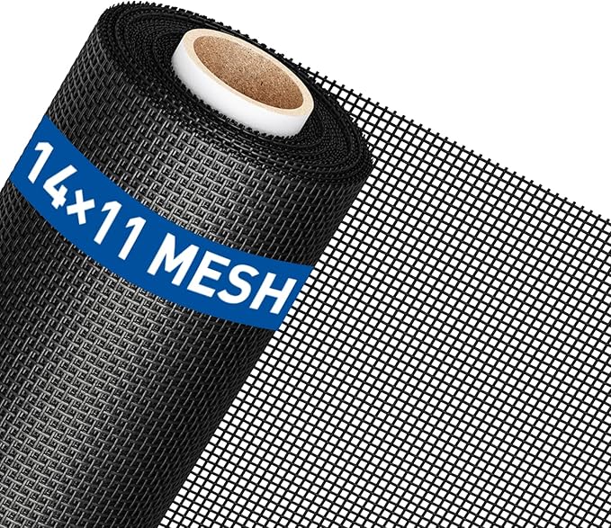 MAGZO Window Screen Replacement Mesh Roll, 37.4in × 16.4ft Upgraded Thicker 360g/m² Heavy Duty Polyester Screen Mesh Ideal for Patio Porch Sliding Repair Kit 14x11Mesh