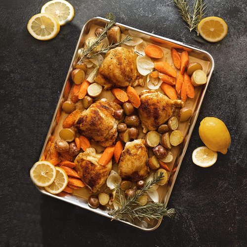 KITCHENATICS Quarter Sheet Baking Pans - Nonstick Aluminum Cookie Sheet Set, 9.6" x 13", Set of 2