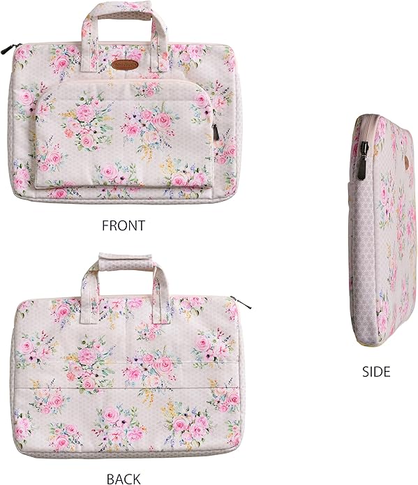 Maison d'Hermine Laptop Bag with Pocket Upto 13.5 inch Stain and Water Repellent Cotton Canvas Spring Summer (Sweet Rose Lavender)