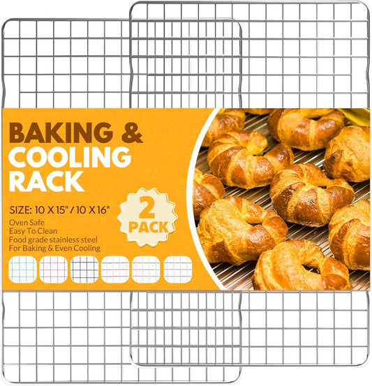 Skiennix Cooling Racks - 2 PCS Stainless Steel Baking Racks | 15x10 Inches, Oven Safe Design