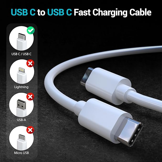 TT&C 2-Pack 30W USB-C Super Fast Charger with 6.6FT Type C Cables, PD 3.0 Wall Plug Compatible with iPhone 17 16 15, Galaxy S26 S25 Ultra & iPad (White)
