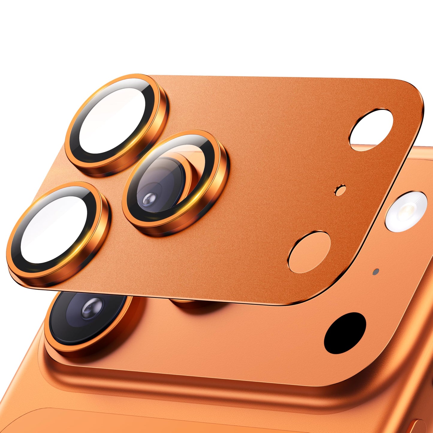 Hoerrye for iPhone 17 Pro Camera Lens Protector - [12FT Shatterproof Military Grade] [Strong Adsorption] Top 9H+ Tempered Glass Camera Screen Full Protective Cover Case Friendly,Cosmic Orange