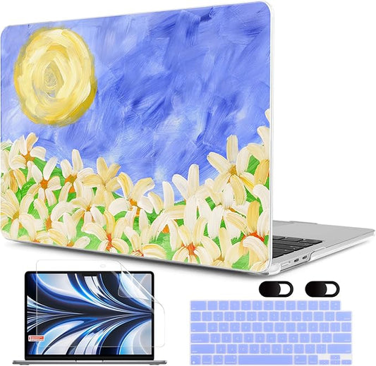 MEEgoodo Case for M5/M4/M3/M2 MacBook Air 13.6 inch Case 2026 2025 2024 2022, Fit Model A3449/A3240/A3113/A2681, Laptop Hard Shell Compatible with MacBook Air 13 inch, Summer Flowers