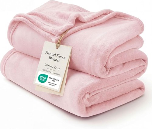 Bedsure Fleece Blanket - Soft, Lightweight Plush Twin XL Blanket in Pink | Cozy for Bed, Sofa, Travel (66" x 90")