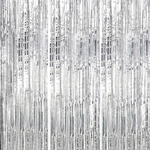 DECOCKRAT Foil Fringe Backdrop - Shiny Silver Tinsel Curtains for Party Decor | 3 Pack, 3.3x8.2 FT