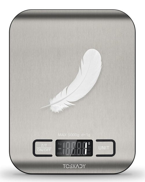Digital Kitchen Scale by [Brand Name] - 11lb Capacity with LCD Display & Tare Function | Compact 304 Stainless Steel Design for Baking & Meal Prep