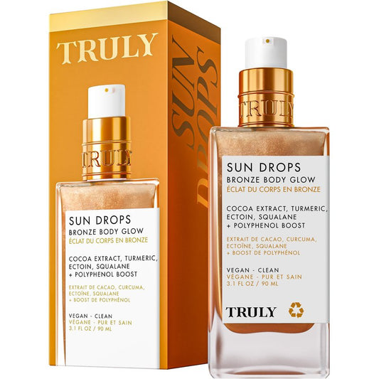 Truly Beauty Sun Drops Bronze Body Glow Oil – Bronzing Oil for Radiant Skin, Hydrating Body Shimmer with Turmeric & Cocoa Extract, Lightweight Non-Greasy Illuminating Formula for All Skin Tones