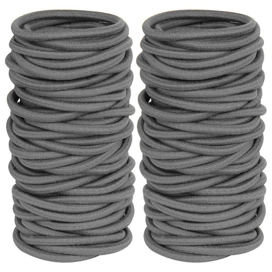 Gray Hair Elastics for Thick Hair, 120 PCS No Damage Hair Ties, Strong Stretch Ponytail Holders for Women and Girls, Seamless & Long Lasting (4mm)
