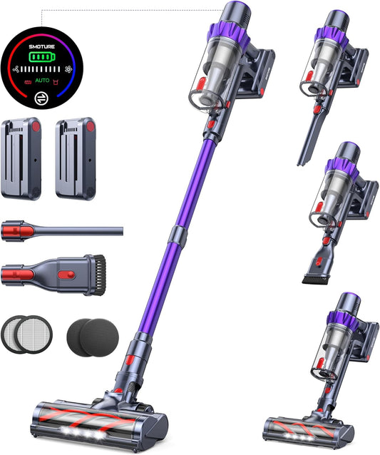 Skiennix Cordless Vacuum Cleaner - 110 Mins Runtime with 2 Batteries | 45KPA Suction for Pet Hair & Carpets