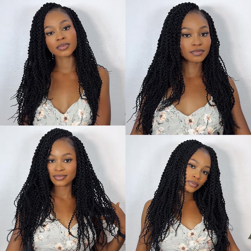 Curly Senegalese Twist Crochet Hair Pre-looped 7 Packs Small Twist Crochet Hair for Women 140 Strands Senegalese Twists Hair with Straight Ends Synthetic Crochet Braids(T350, 18 Inch)