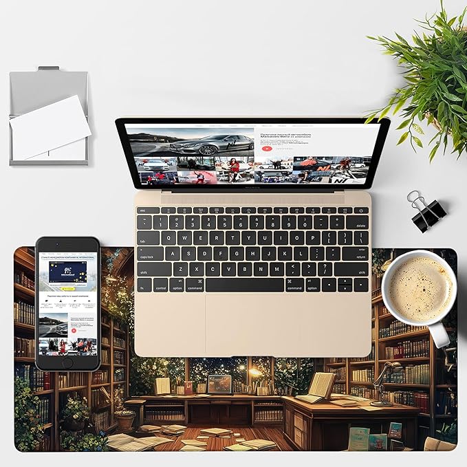NITAHHHY an Old Library Gaming Mouse Pad 3mm Thick Stitched Edge Waterproof Non-Slip Large Computer Keyboard Mouse Mat,Suitable for Office Entertainment Decorative Desk Pad 35.4 x 15.7 Inches