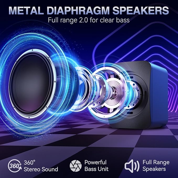 OFFSIR Computer Speakers,RGB PC Speakers, USB Powered 3.5mm Aux Speaker for Desktop, PC, Laptop, Tablet - Small Computer Speakers | Clear Sound & 7-Color Dynamic Lighting