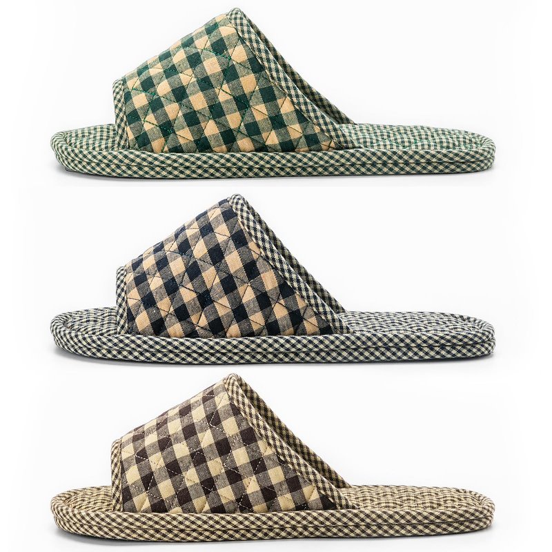 biroris 3 Pairs Plaid House Slippers for Men, Open Toe Indoor Slippers Comfortable Washable Portable Foldable Guest Travel Hotel Airplane Spa Slippers