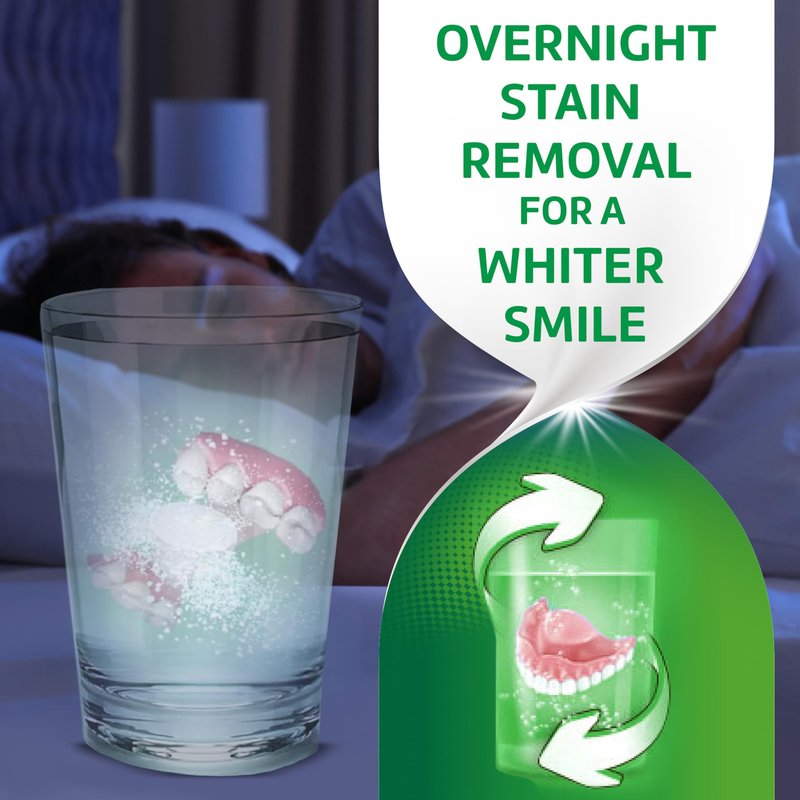 Polident Overnight Whitening Denture Cleanser Tablets - 120 Count