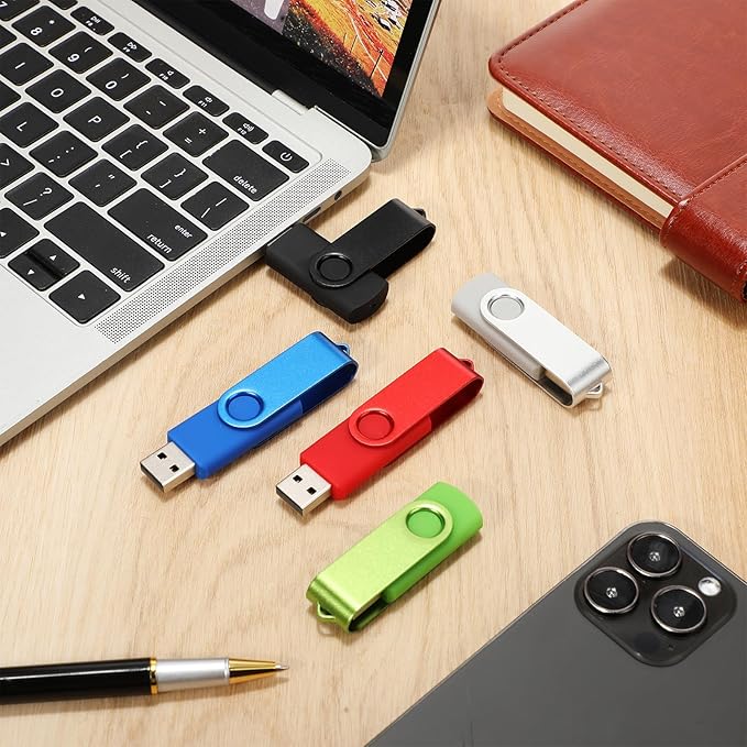 Copkim 50 Pack 32GB USB 2.0 Flash Drives Bulk Portable USB Thumb Drives Swivel with LED Light Swivel Flash Memory Pen Jump Stick for Data Storage Back to School Office Employee Appreciation Gift