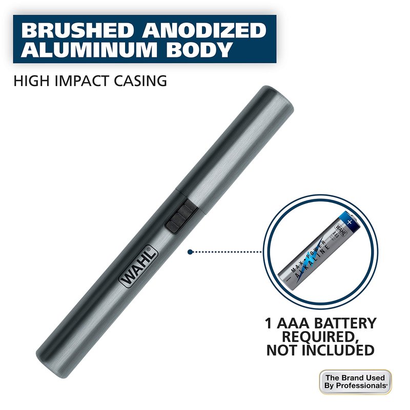 WAHL Micro Groomsman Personal Trimmer, Battery Powered | Rinseable Heads | Interchangeable Heads | For Facial Detailing | Model 05640-600