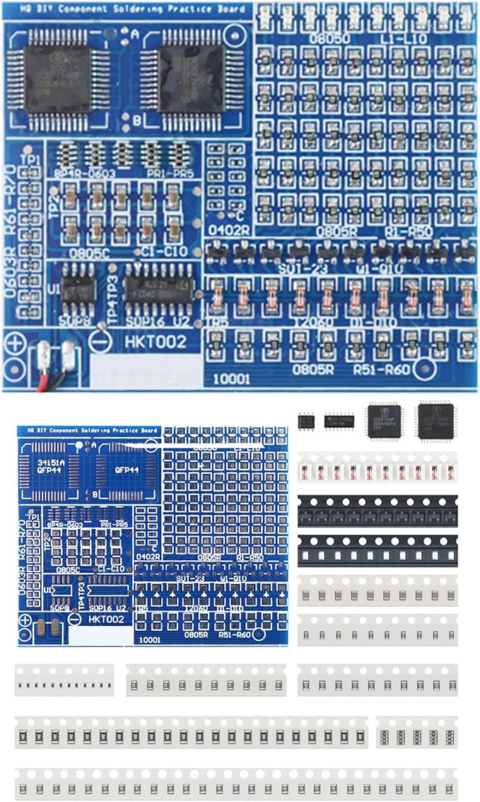 Yidab Soldering Practice Kit DIY Senior Two-sided SMD 1-row Red Flash LED Plug-in Circuit Kit Learn Soldering Kit For Beginners
