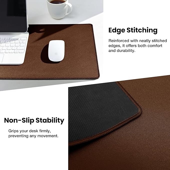 ALOANES Waterproof Mouse Pad with Durable Stitched Edge, Gaming Keyboard, Non-Slip Rubber Base Mouse Mat, Extended Desk pad for Gamer, Office& Home, Brown Mousepad 3XL(35.43"x15.74"x0.12")
