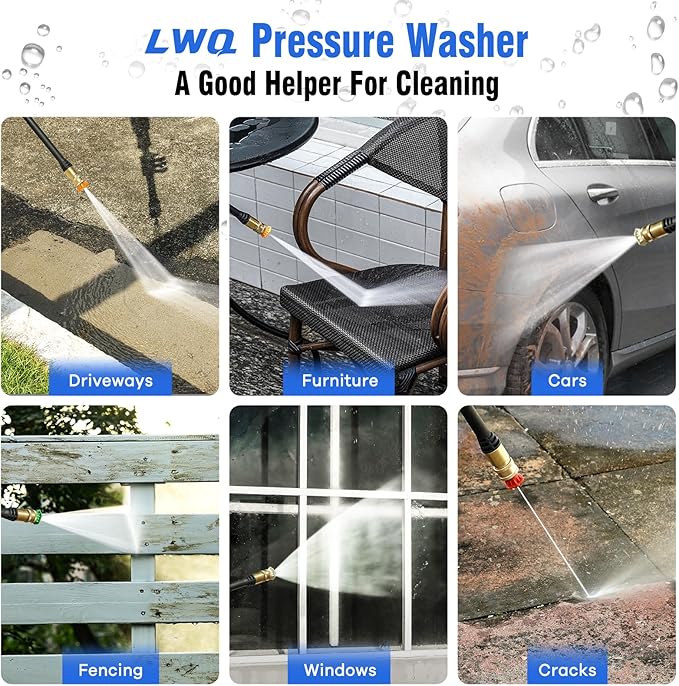 Pressure Washer, Power Washer with 4 Quick Connect Nozzles 1 Foam Cannon, Pressure Cleaning Machine for Cars/Fences/Driveways/Patios/Home Cleaning