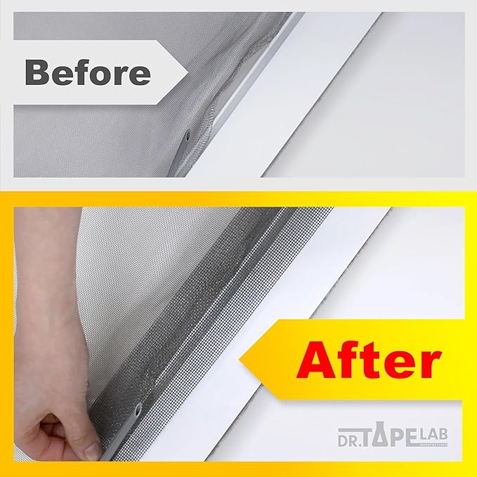 DR.TAPELAB, Grey Window Screen Repair Tape, 4 in X 15 FT, Screen Repair Kit for Windows or Doors, Strong Adhesive Patch Kit Fiberglass Mesh Tape