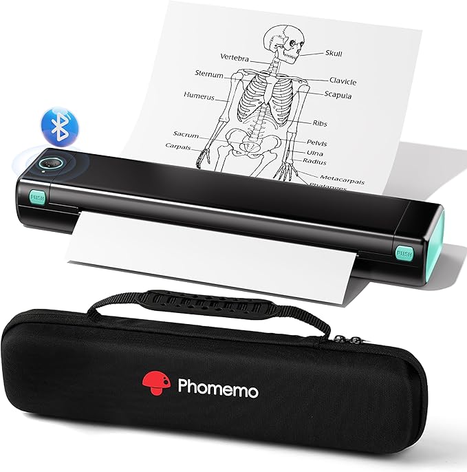 Phomemo Portable Printers Wireless for Travel - Bluetooth Thermal Printer Supports 8.5" X 11" Letter, Inkless Printer Compatible with Phone Laptop for Home Use Car School Office, Come with Carry Case
