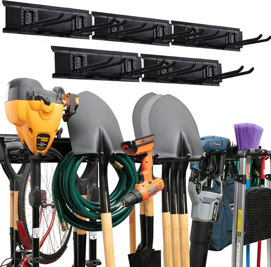 TIDYME Garage Tool Organizer Wall Mount - Sturdy 80-Inch Storage Rack with Adjustable Hooks | 500lbs Capacity