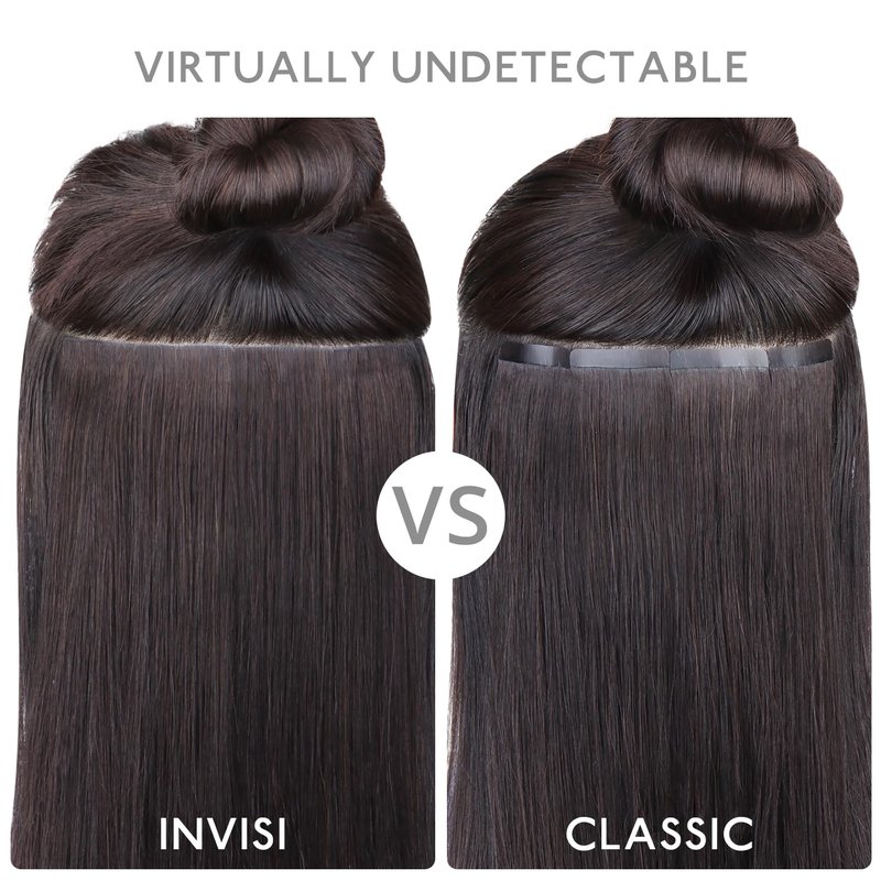 WENNALIFE Invisi Edge Tape in Hair Extensions Human Hair, 14 Inch 50g 20pcs Balayage Dark Brown Mixed Chestnut Brown Invisible Luxury Remy Hair Extensions Natural Seamless Injected Tape Ins Straight