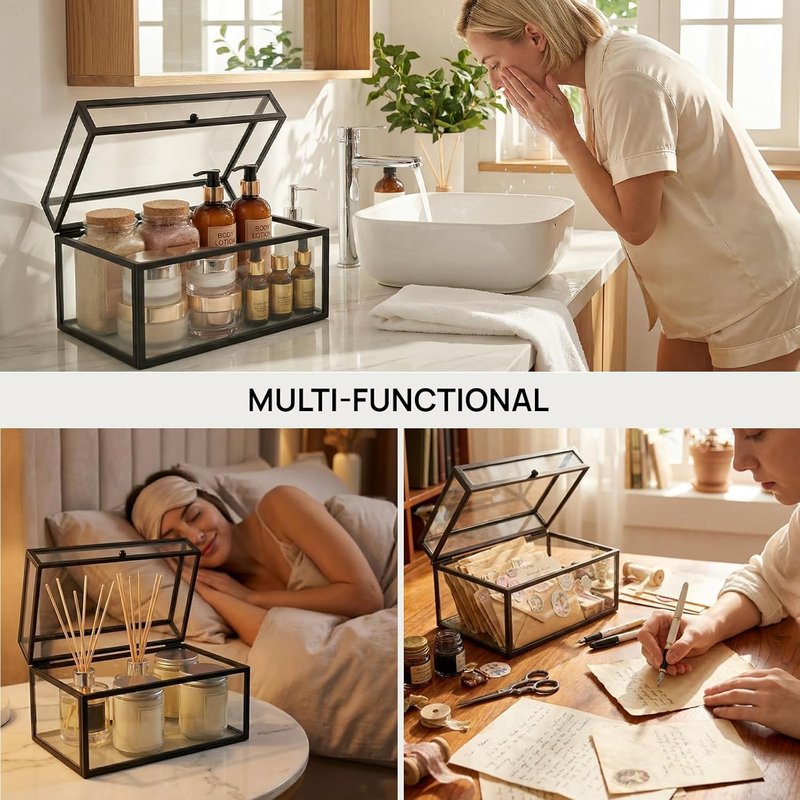 Lipstick Organizer - 40 Slot Glass Display Box for Perfume & Skincare | Easy-Access Vanity Storage Solution
