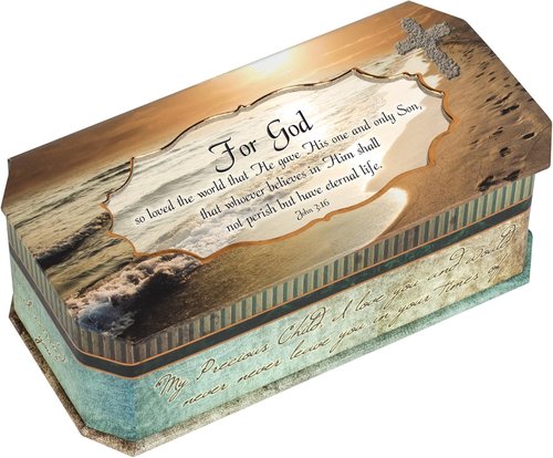 Cottage Garden Music Box - John 3:16 Footprints in The Sand Design | Plays Amazing Grace