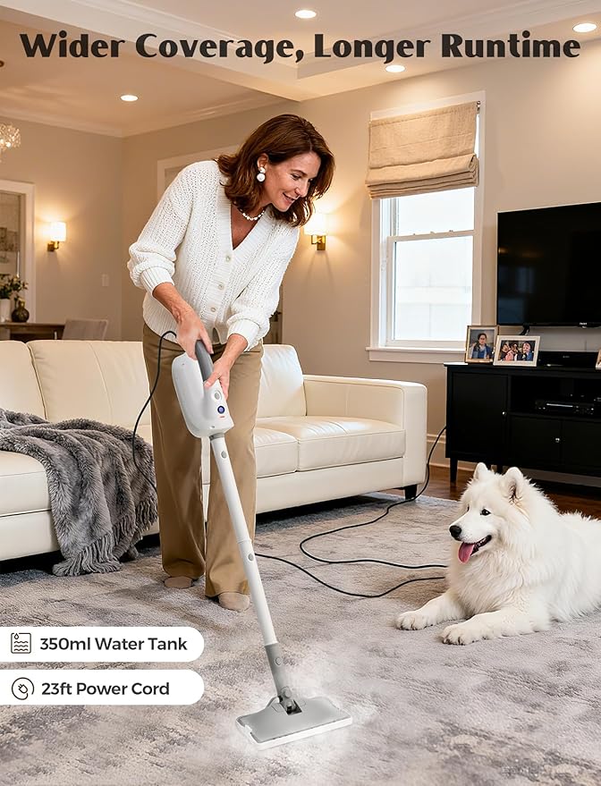 10-in-1 Steam Mop, Detachable Handheld Steam Cleaner, Multi & Up Steamer for Cleaning with 350ml Tank,10s Heat-Up, 23Ft Cord, 248Â°F 1200W Powerful Floor Steam Mop for Hardwood Floors, Grout, Carpet