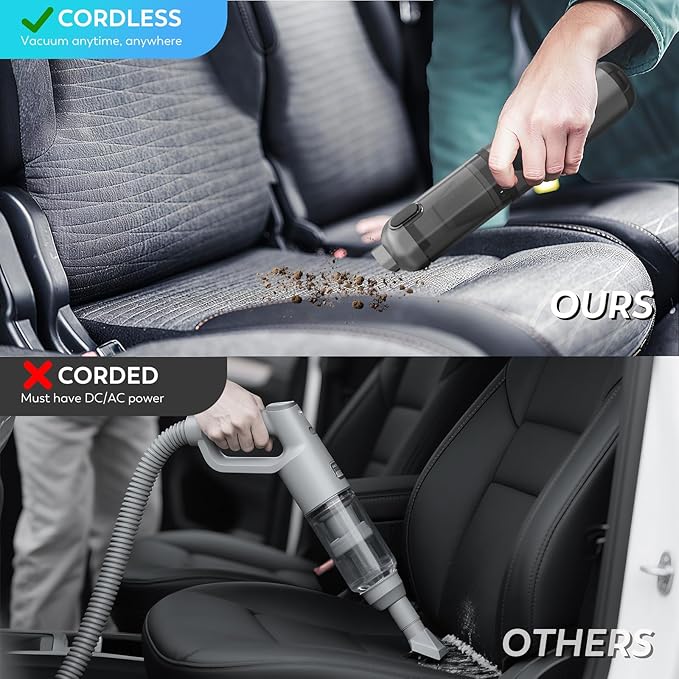 KedeeSparkle 22000Pa High Power Handheld Vacuum Cleaner, 4-in-1 Cordless Car Vacuum & Air Duster with LED Display, USB-C Rechargeable Vacuum for Car Home Office Pet Camping