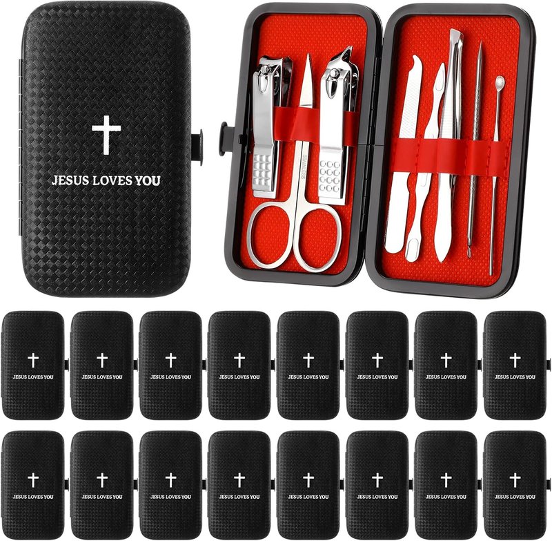 Father's Day Christian Nail Clipper Set - 8-in-1 Manicure & Pedicure Kit for Men | Leather Case Included