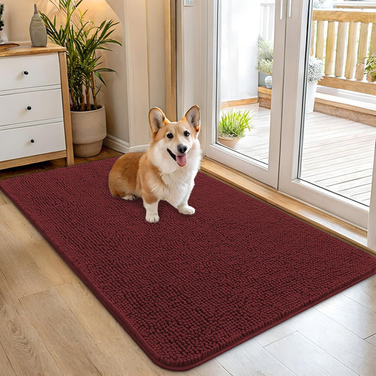 OLANLY Dog Door Mat - Absorbent Non-Slip Washable Doormat for Muddy Paws | 45x27, Caramel Russet