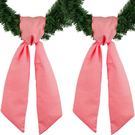Red Striped Wreath Ribbon Set by [Brand Name] - 2 Pack, 5.12" Wide x 54.33" Long for Baby Boy Shower Decor