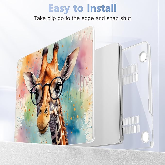 Lepeoac Case for 2026/2025/2024/2023 MacBook Air 15-inch Laptop Release M5 A3448 /M4 A3241 /M3 A3114 /M2 A2941, Stylish Protective Hard Shell Cover for MacBook Air 15.3 inch, Glasses Giraffe
